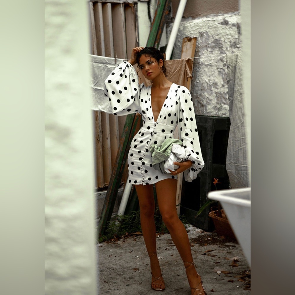 Rat & Boa - Perla Mini Dress - polka dot, size Medium